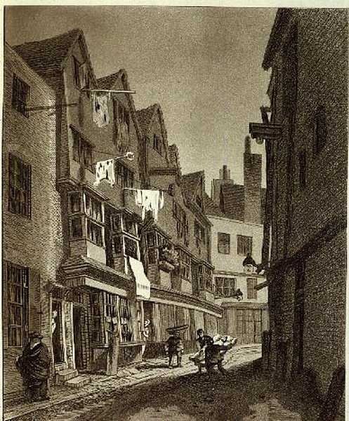 "View of the Southern Extremity of Thieving Lane (of late years called Bow Street)...", drawn 1807, engraved by W.M. Fellows, pub.1807年（雕版画） 作者 约翰·托马斯（后）史密斯
