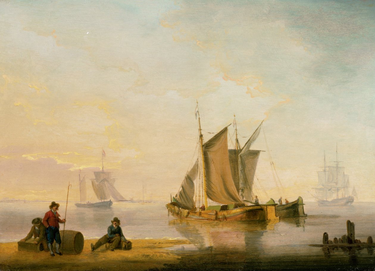 韦茅斯海港，1805年（纸笔，墨水和纸上水彩） 作者 约翰·托马斯·塞雷斯