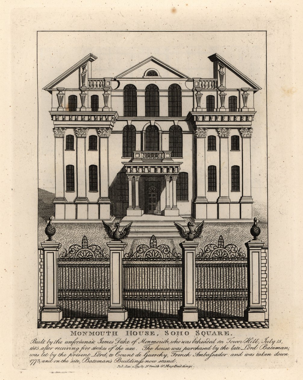 蒙茅斯故居，苏荷广场，1773 年拆除 作者 约翰·托马斯·史密斯