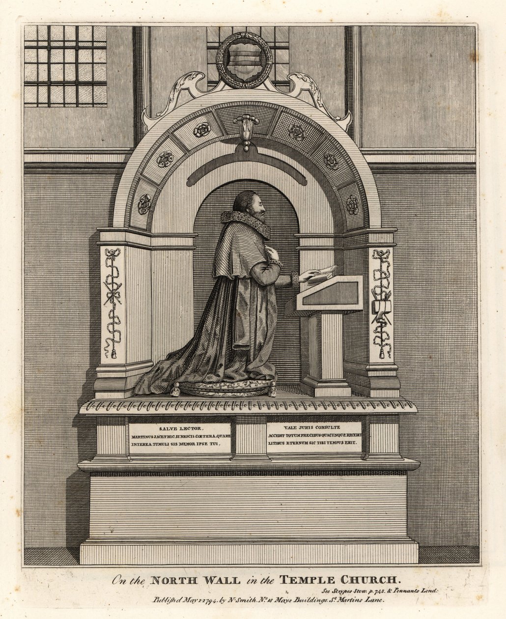 Monument to lawyer Richard Martin, recorder of London (1570-1618), in the Temple Church 作者 约翰·托马斯·史密斯