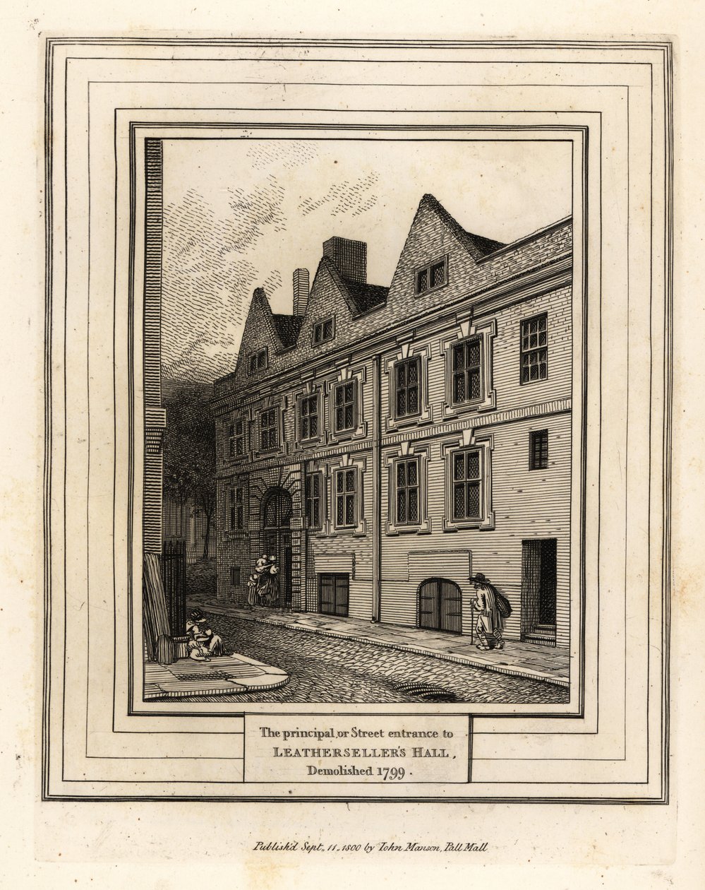 The principal or street entrance to Leathersellers Hall, demolished 1799 作者 约翰·托马斯·史密斯