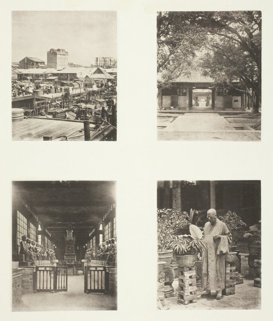 广州的一家当铺，广州的霍南庙，广州的五百神庙......，约1868年。 作者 约翰汤姆森