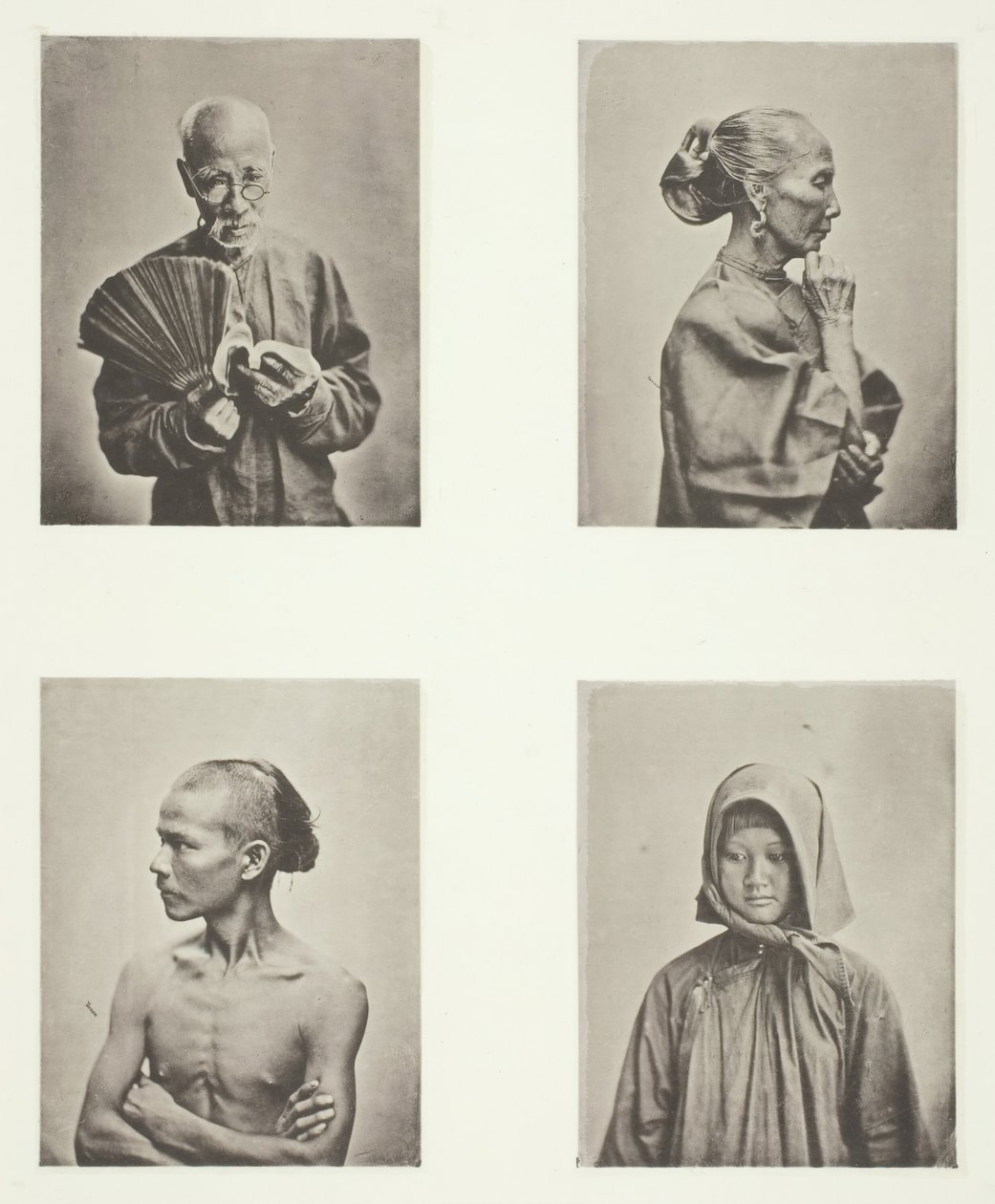 四个头像，劳工阶层的类型，约1868年。 作者 约翰汤姆森