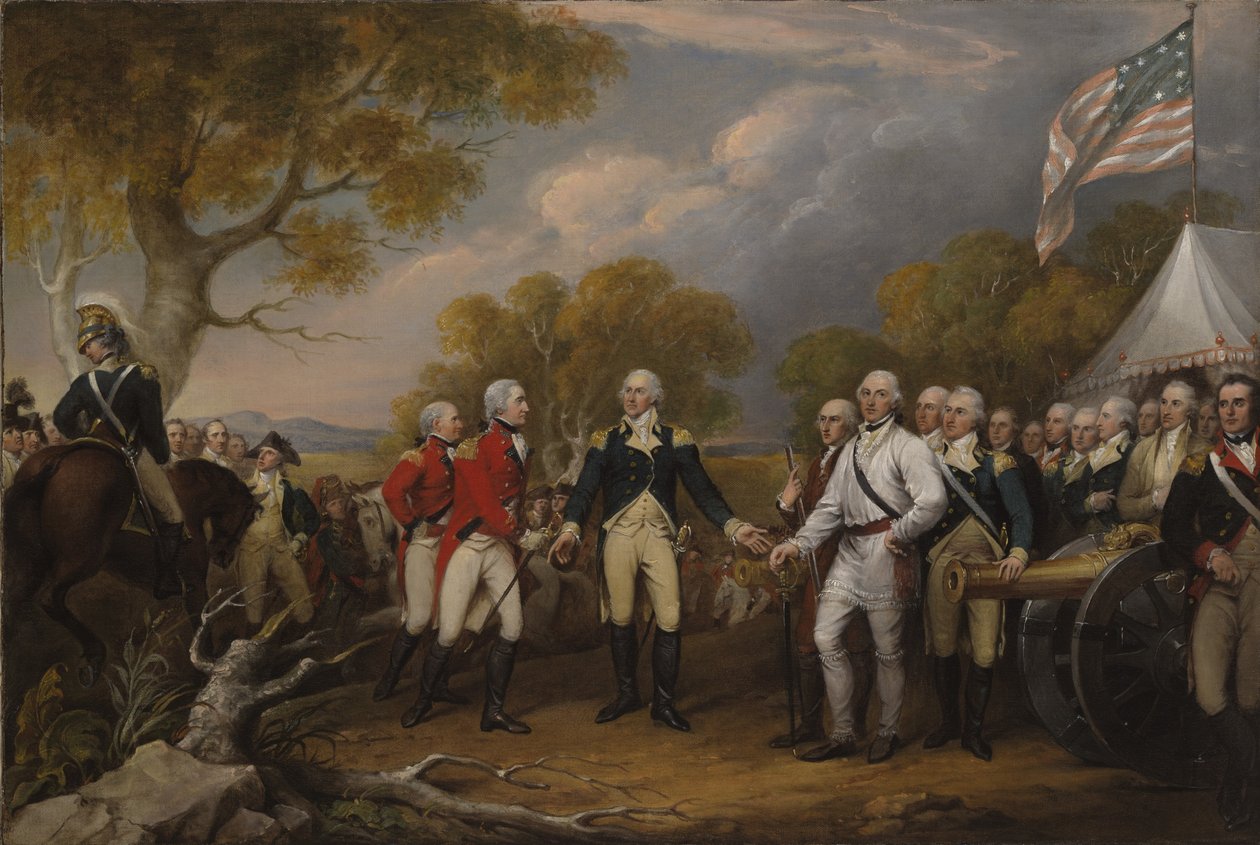 萨拉托加战役，英国将军约翰·伯格霍恩向美国将军投降，Horatio Gates，1777年10月17日，c.1822-32 作者 约翰·特伦布尔