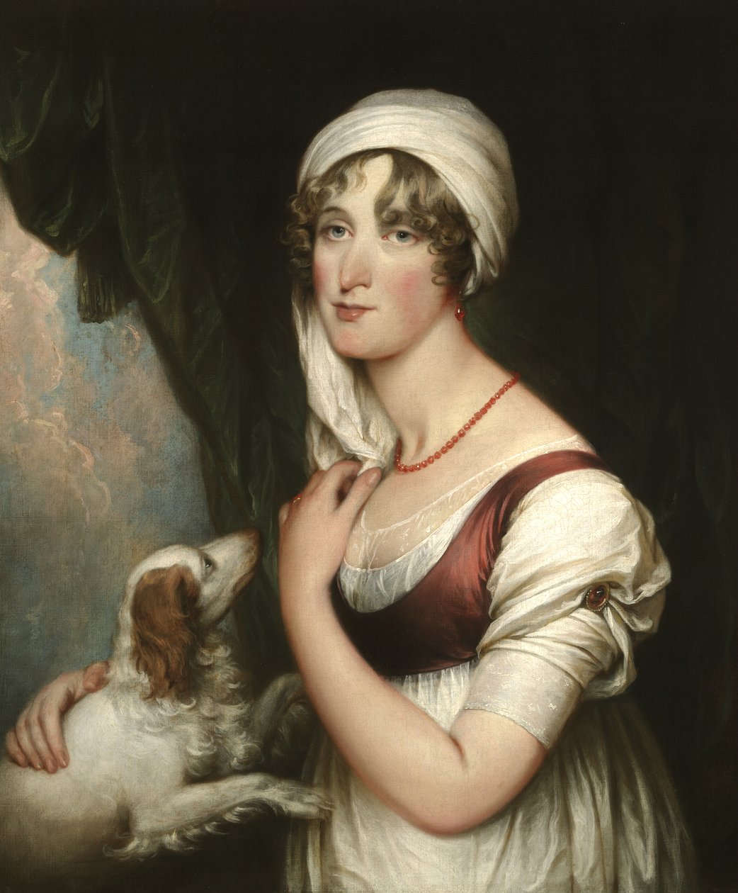 Sarah Trumbull与西班牙猎狗，c.1802 作者 约翰·特伦布尔