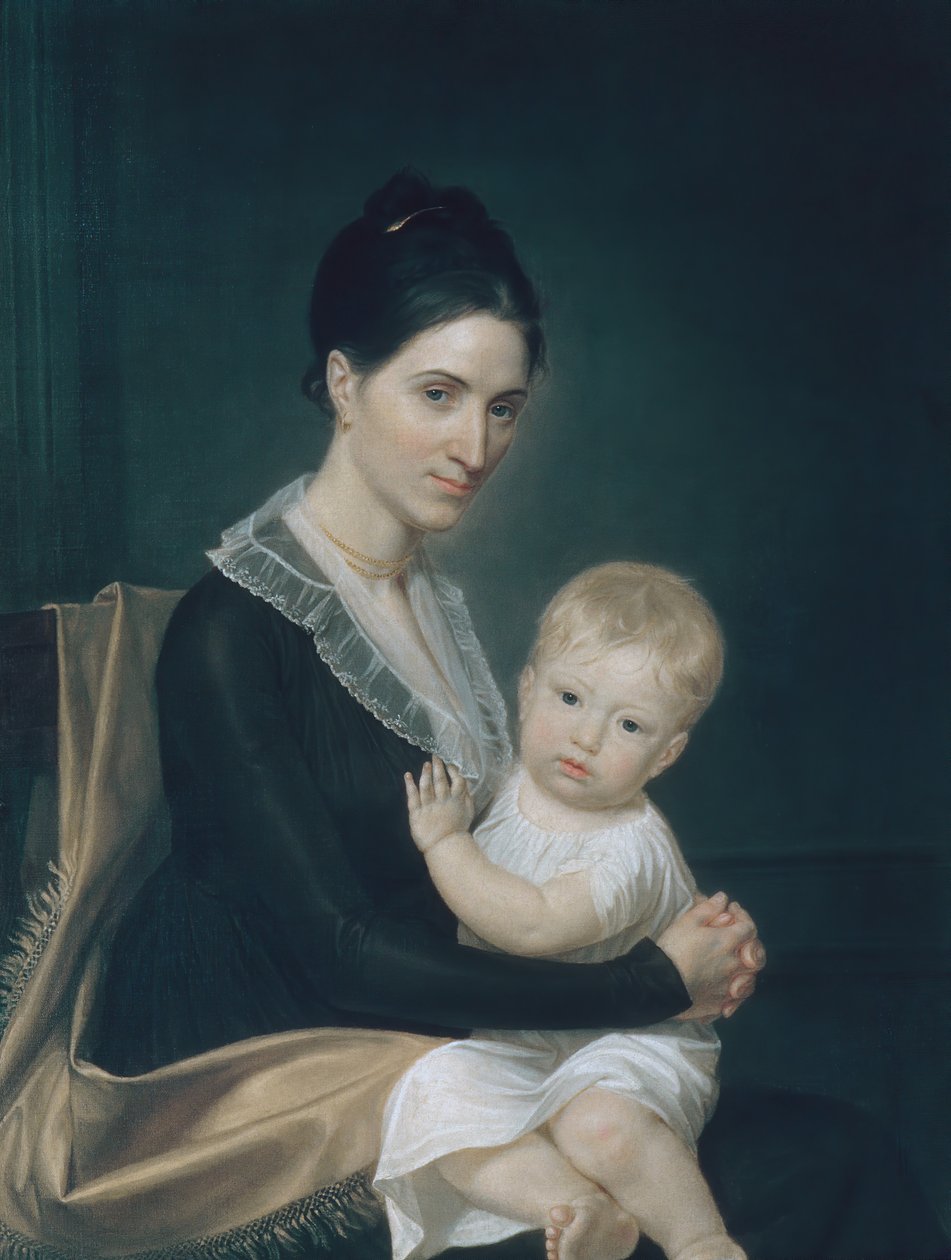Marinus Willett夫人和她的儿子Marinus, Jr, 约1802年。 作者 约翰·范德林