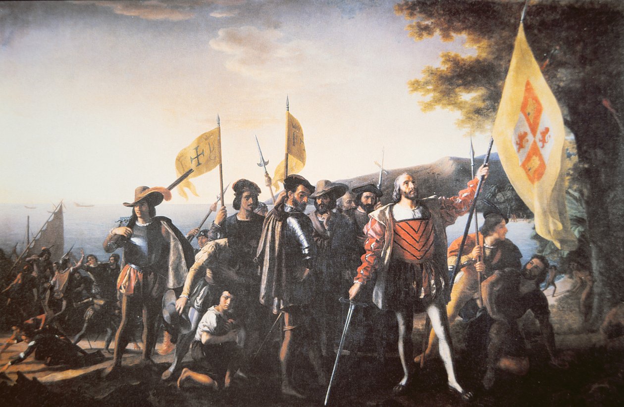 1492 年哥伦布登陆美洲（布面油画） 作者 约翰·范德林