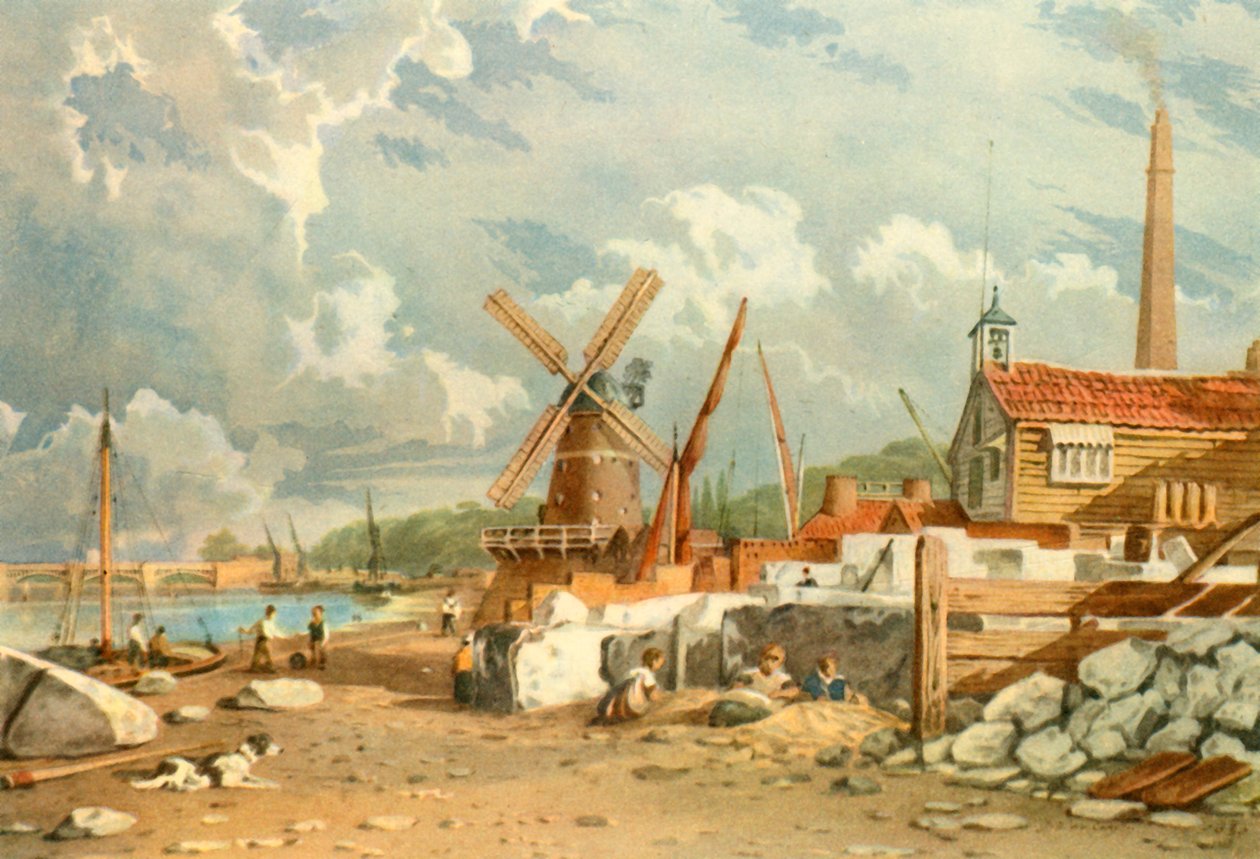 Randalls Flint Mill, Nine Elms, Battersea, 1830, 1947.   作者 约翰瓦利一世
