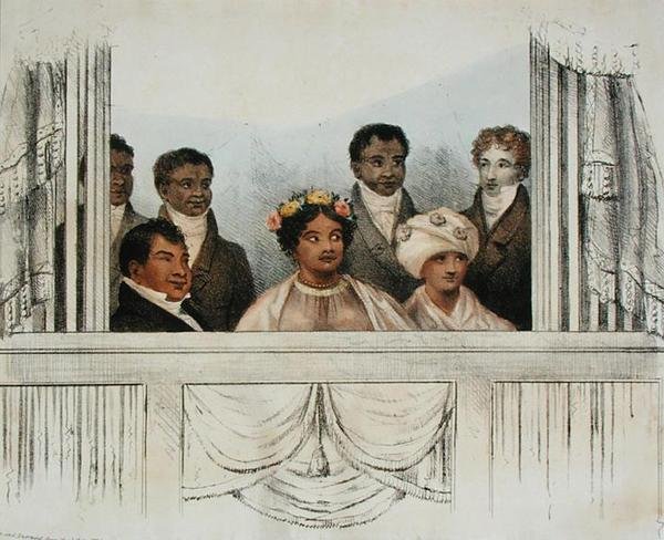 1824年6月4日，国王Rheo Rhio、王后Tamehamalu、桑威奇群岛的Poki夫人和他们的套房出现在德鲁里巷皇家剧院时的情景 作者 约翰·吉尔