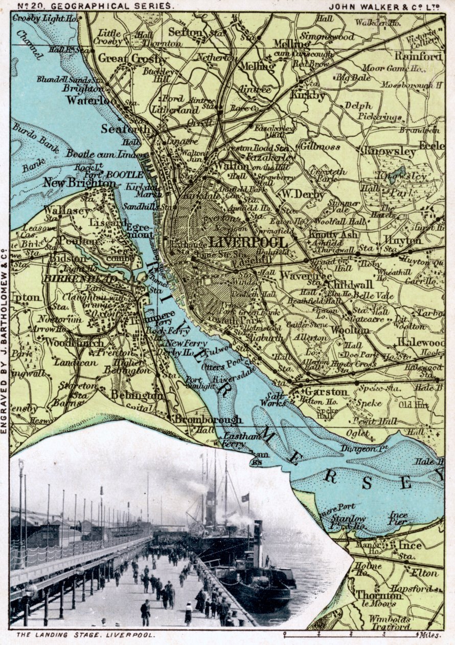 利物浦地图，默西塞德郡，1903年。 作者 约翰·沃克