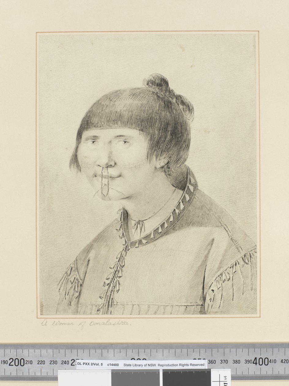 F.29 Oonalashka 的女人，c.1773-84（水彩） 作者 约翰·韦伯