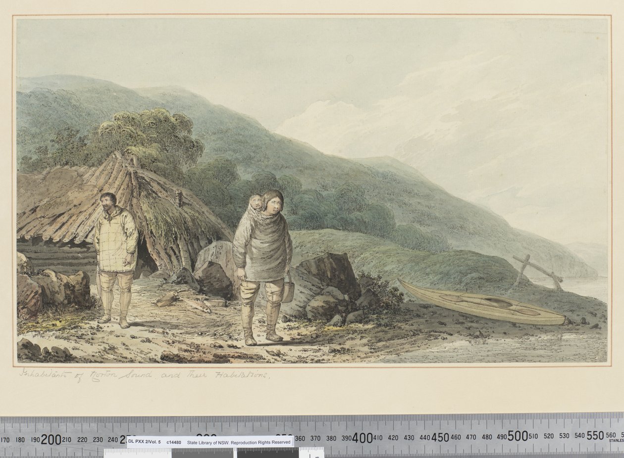 F.33 诺顿峡湾居民及其栖息地，c.1773-84（水彩） 作者 约翰·韦伯