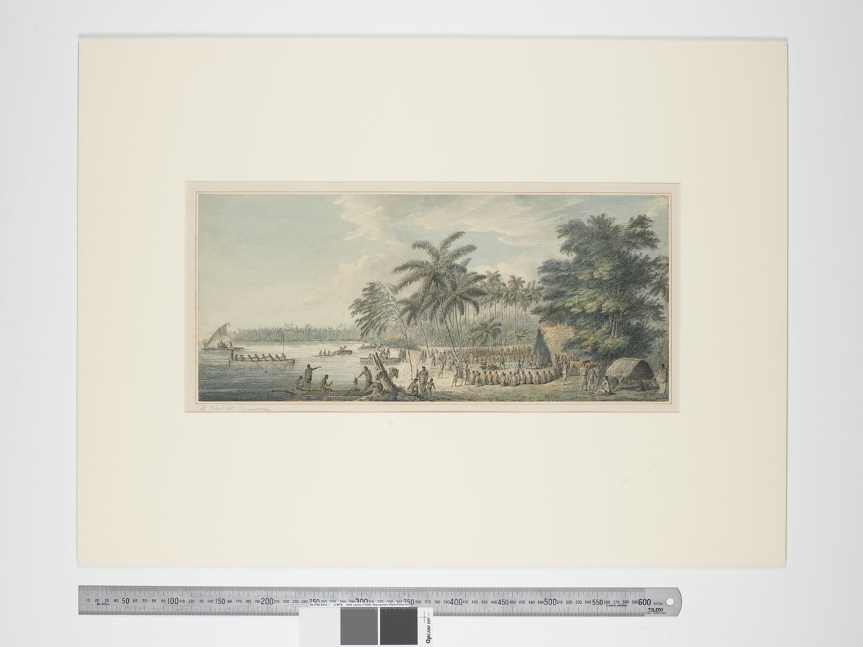 F.3 Anamooka 的景色，约 1773-84 年（水彩和印刷版画） 作者 约翰·韦伯