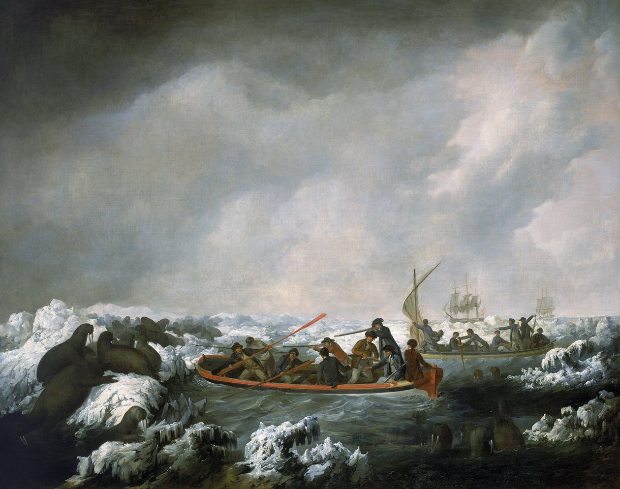 决议号 "船员狩猎海象之旅，纪念詹姆斯-库克第三次远征（1776-1780 年）归来的画家（1728-1779 年） 作者 约翰·韦伯