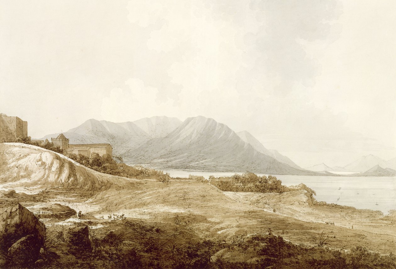 在澳门观看，包括住在他所写的Lusiad的Camoens，来自“南海的景色”，酒吧。 1788 作者 约翰·韦伯