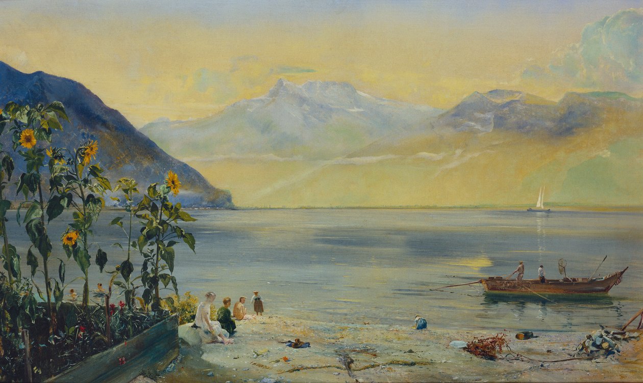 雷曼湖与远处的凹痕，1863年 作者 约翰·威廉·英奇博尔德