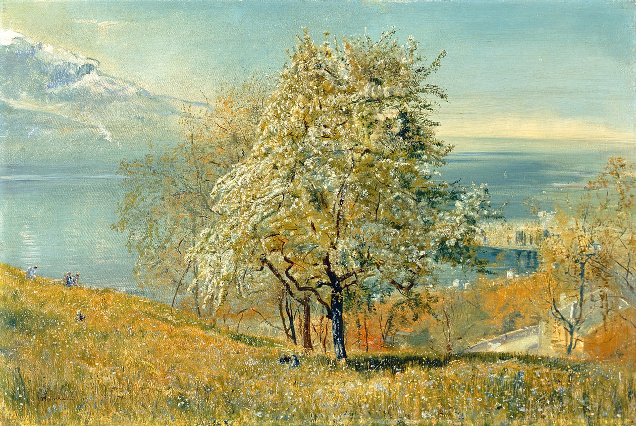 日内瓦湖，约 1880-1882 年（布面油画） 作者 约翰·威廉·英奇博尔德