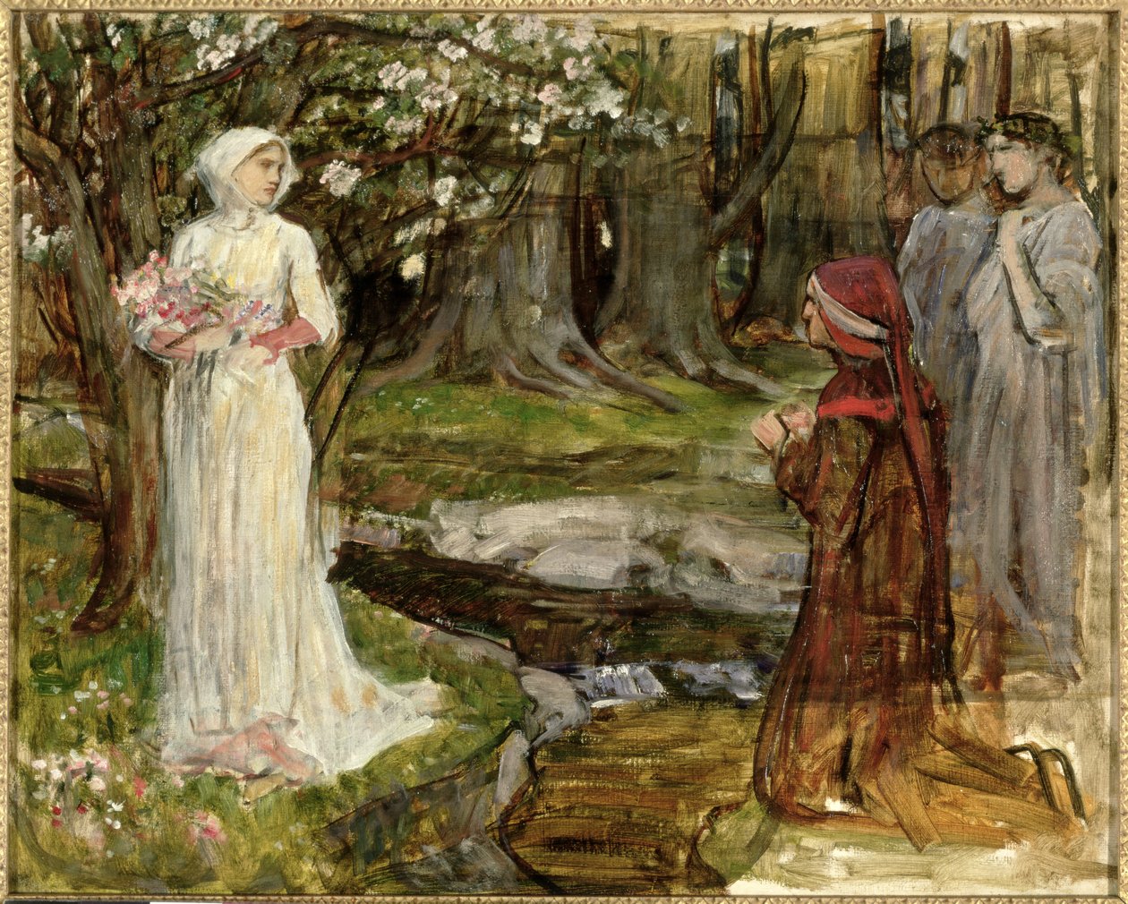 但丁和比阿特丽斯，约1916-17年（布面油画） 作者 约翰·威廉姆·沃特豪斯
