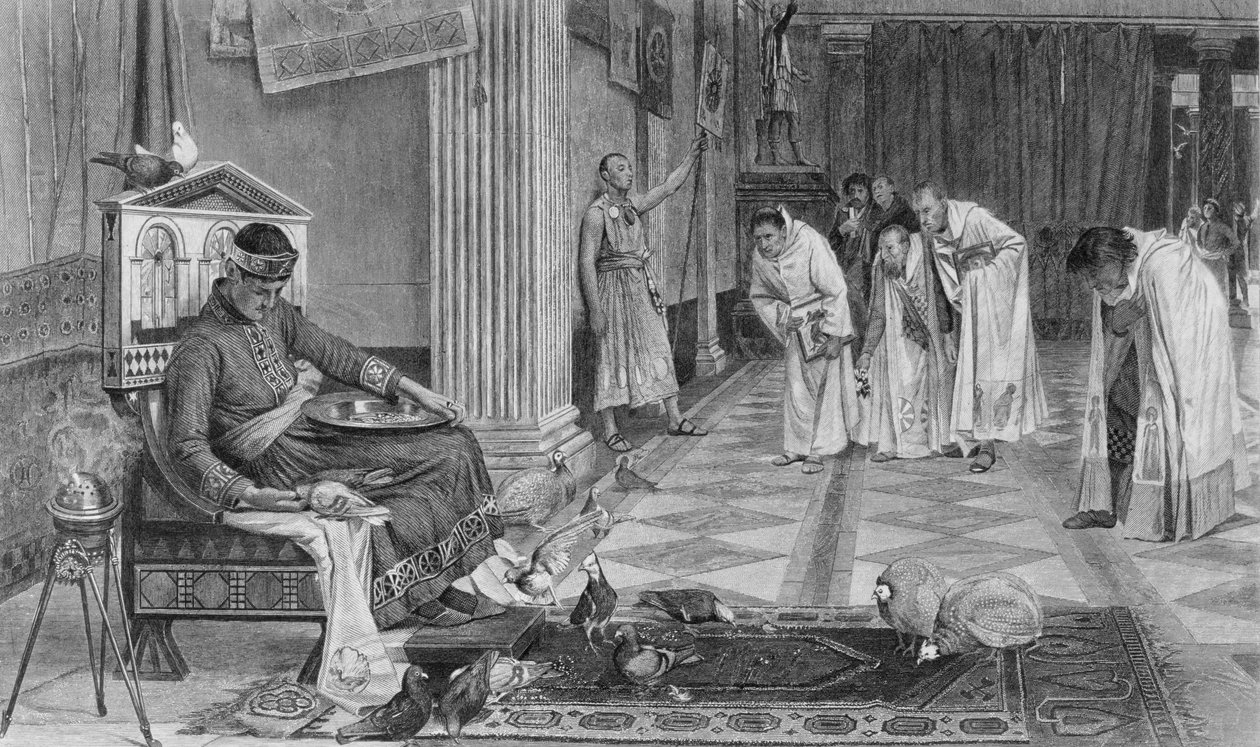 皇帝Honorius的最爱，由J. Stephenson雕刻 作者 约翰·威廉姆·沃特豪斯