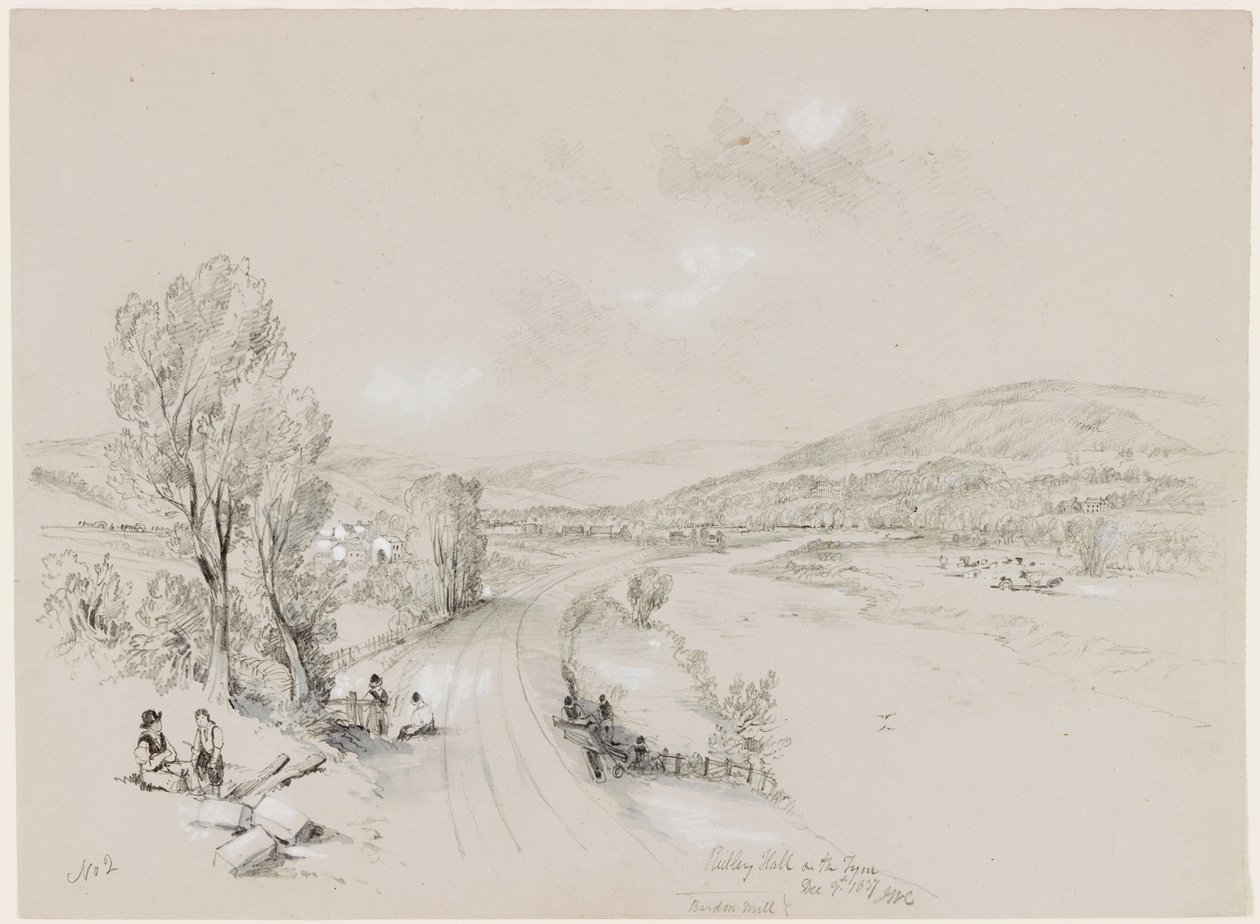 1837年，Bardon Mill的Ridley Hall（bc und paper on paper） 作者 约翰·威尔逊·卡迈克尔