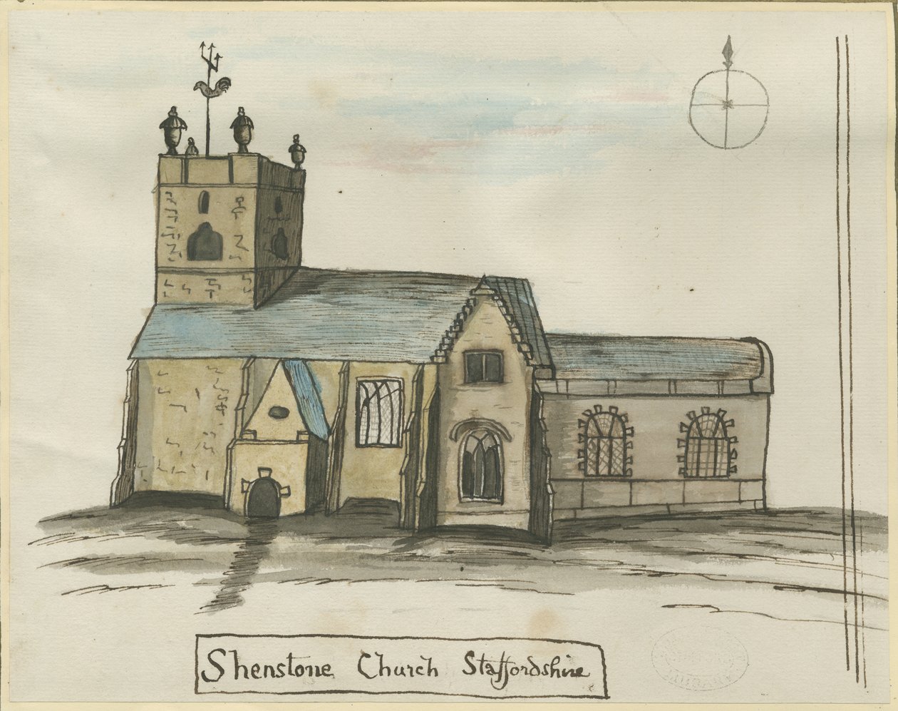 Shenstone Church：水彩画，nd [1784]（绘画） 作者 约翰·赖特