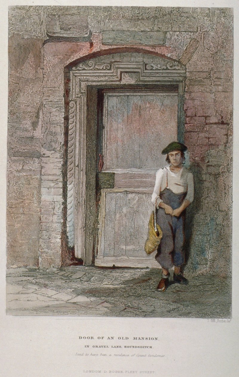 伦敦市砾石巷的一座老宅子的门，1851年 作者 约翰·威克汉姆·阿彻