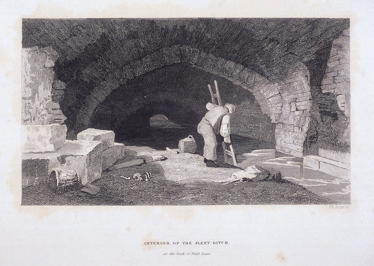 舰队河，伦敦，1851年 作者 约翰·威克汉姆·阿彻