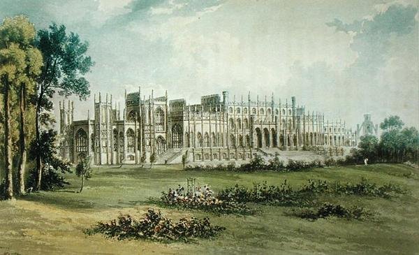 位于花园前西区的Eaton Hall，来自Ackermanns艺术资料库，出版于c.1826（另见182260） 作者 肯德尔之后的约翰