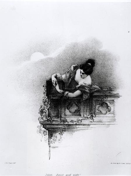 Fanny Kemble（1809-93）饰演朱丽叶，甜蜜的晚安，由Richard James Lane（1800-72）镌刻 作者 约翰·海特之后