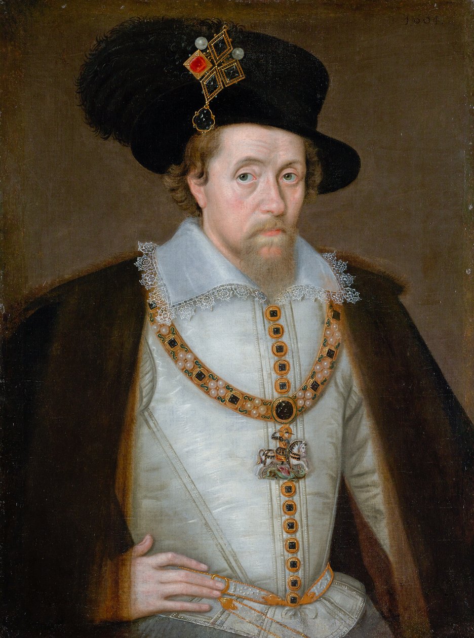 詹姆斯六世和一世，1566 - 1625 年，苏格兰国王 1567 - 1625 年，英格兰和爱尔兰国王 1603 - 1625 年 作者 约翰·德·克里茨