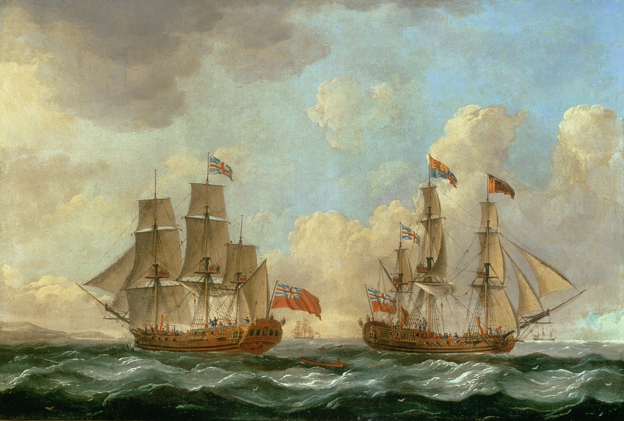 游隼在海岸两个位置，1766年 作者 约翰·克里夫利