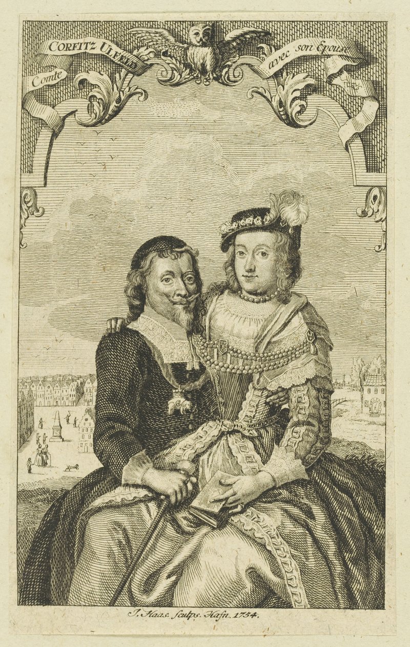 科菲茨-乌尔菲特和他的妻子莱昂诺拉-克里斯蒂娜的双人画像，1754年。 作者 乔纳斯·哈斯