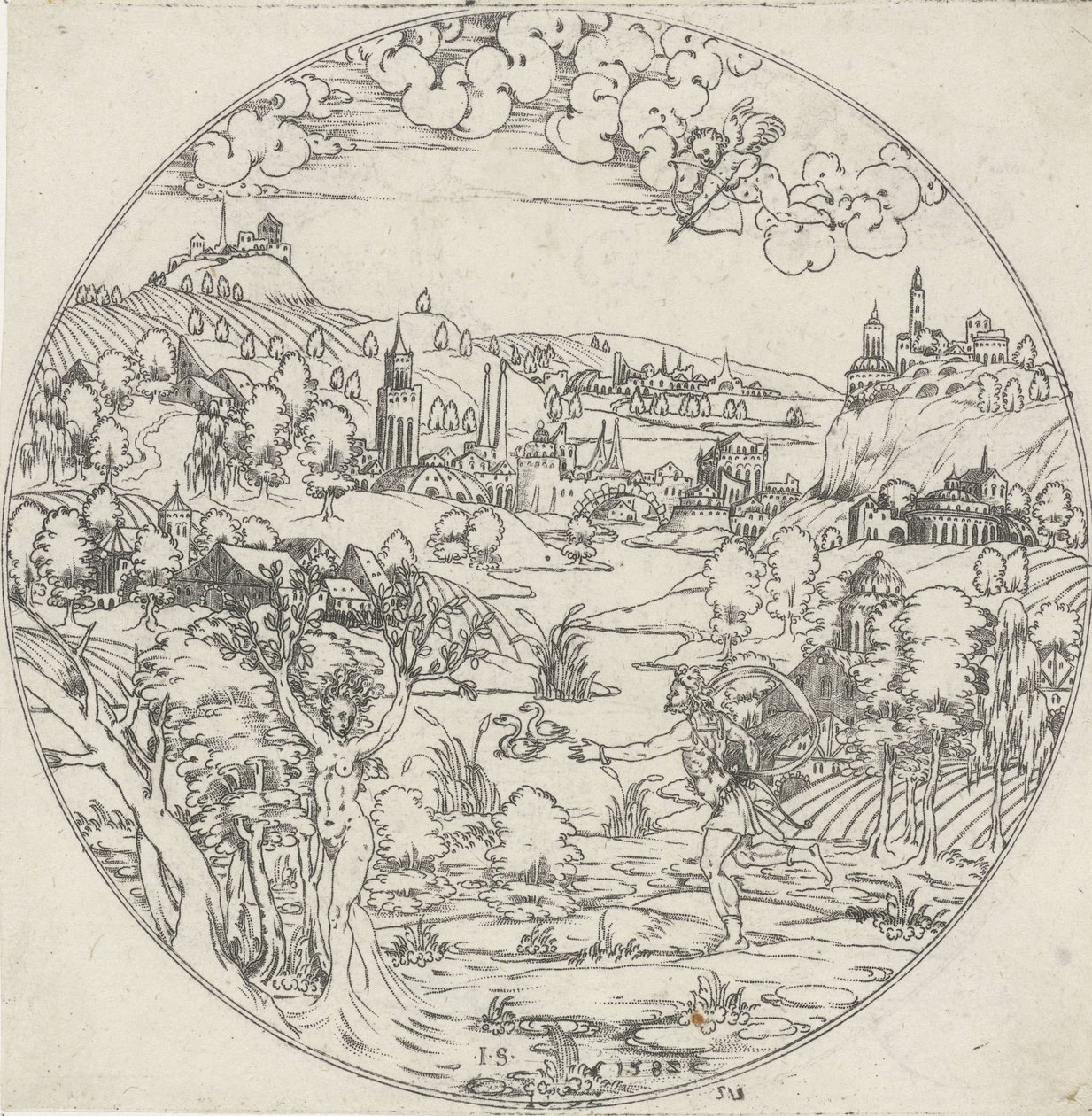 阿波罗与达芙妮
碗底：以圣经和神话为题材的风景画（系列名称） 作者 乔纳斯·西尔弗（Jonas Silver）