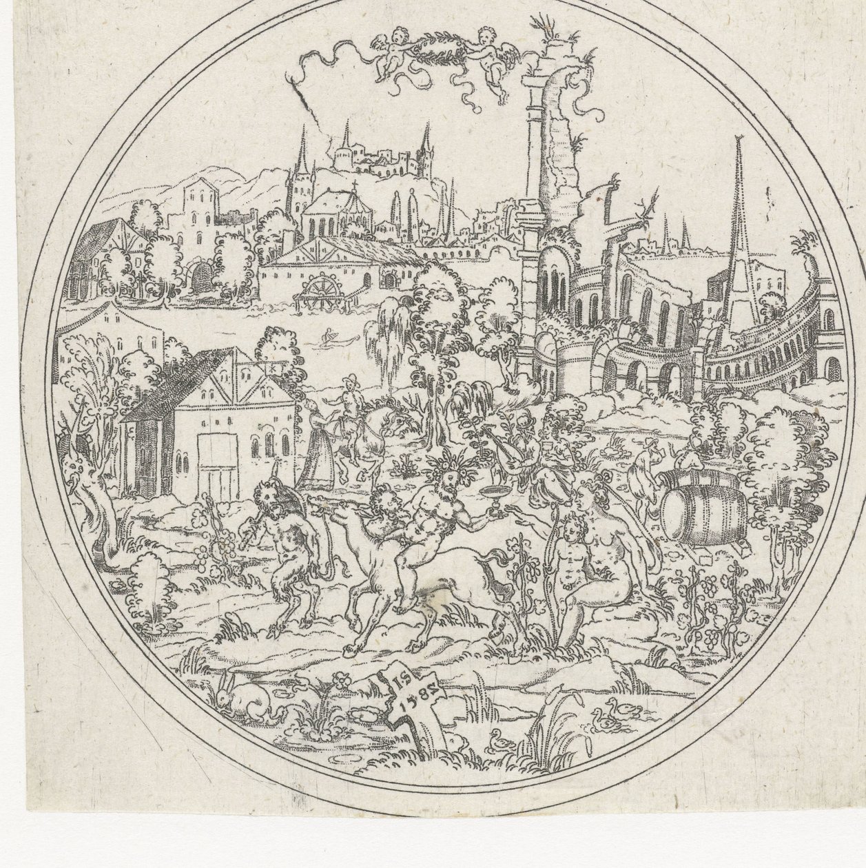 西莱纳斯
碗底：以圣经和神话为题材的风景画（系列名称） 作者 乔纳斯·西尔弗（Jonas Silver）