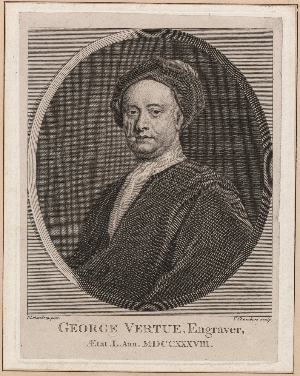 George Vertue，由Thomas Chambars（1724-89）雕刻，1762年 作者 乔纳森·理查森