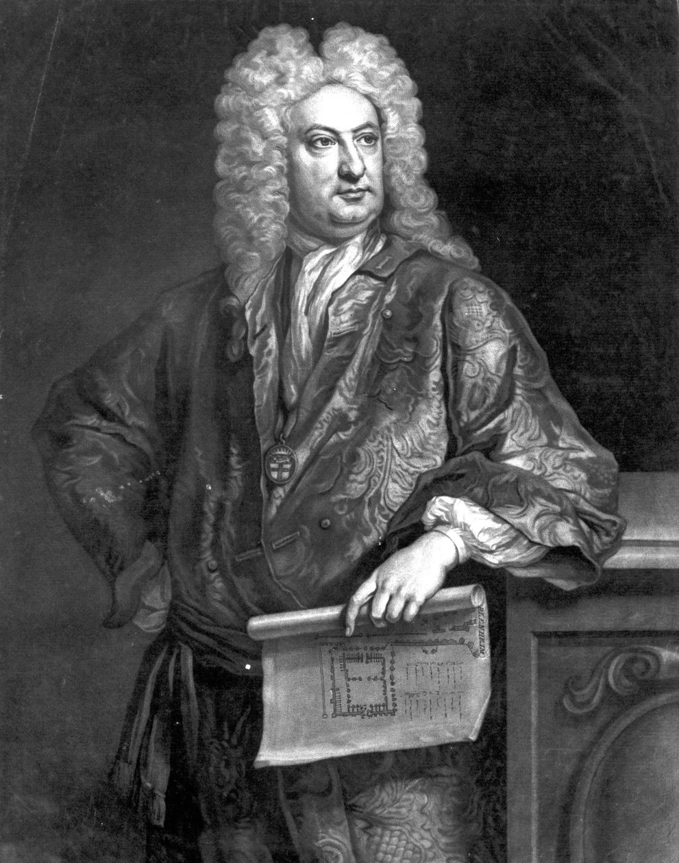 约翰·范布鲁爵士，1727年约翰·费伯，雅戈尔（mezzotint） 作者 乔纳森·理查森