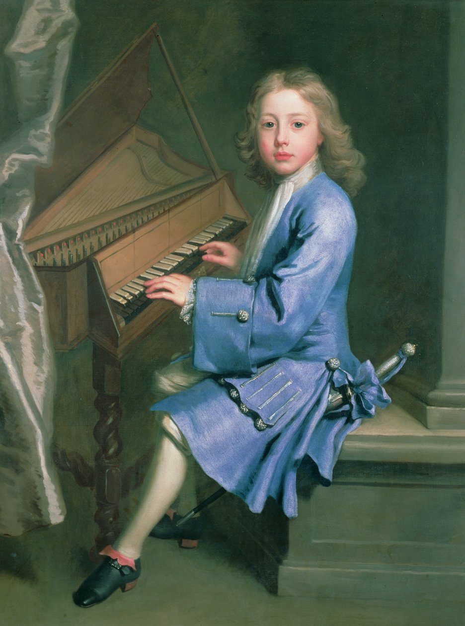 Garton Orme坐在Spinet，1707年 作者 乔纳森·理查森