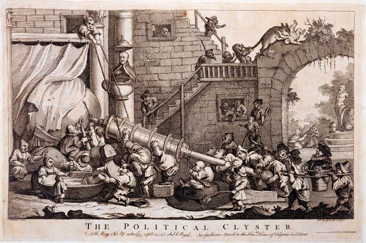 The Political Clyster，由William Hogarth制作，1757年 作者 乔纳森·斯威夫特
