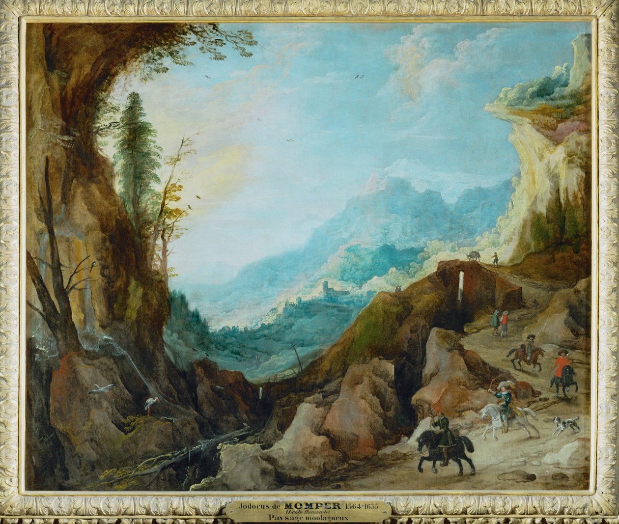 有一座桥和四名骑士的山景 ... 作者 Joos de (追随者) Momper