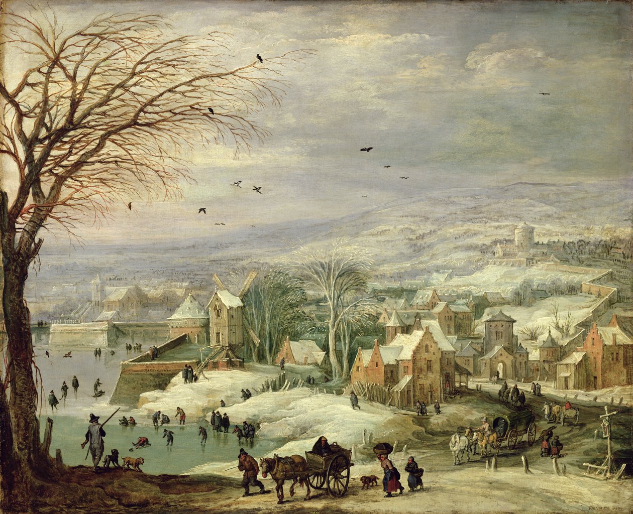 冬季村庄景观，c.1615-20（铜上油 作者 Joos或Josse de Momper