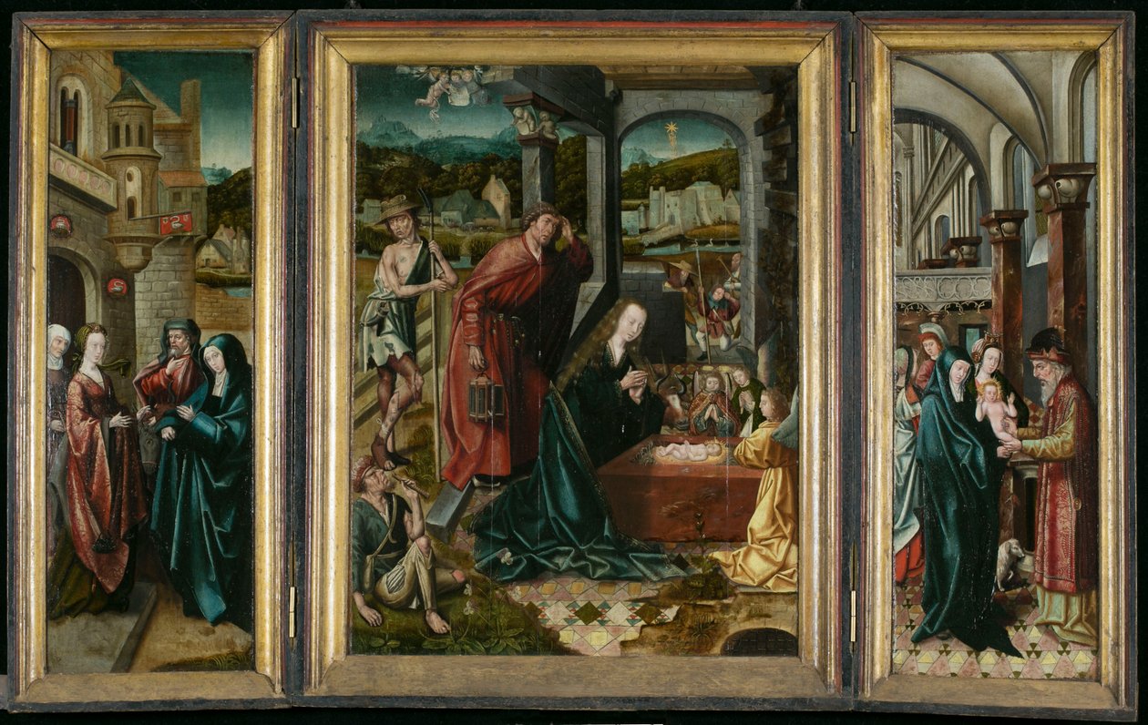 伯利恒三联画，约1540年（木板画）。 作者 Joos van (attr. To) Cleve