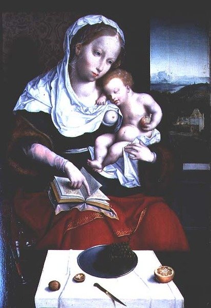 圣母玛利亚和孩子 作者 Joos van (school of) Cleve