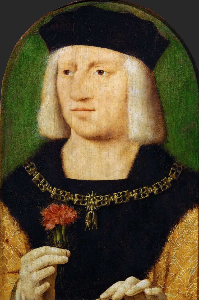 早期尼德兰艺术：马克西米利安一世（1459-1519）的肖像，由Cleve, Joos van（约1485-1540）绘制，约1508。木板油画，28.5x22.3。艺术史博物馆，维埃纳 作者 乔斯范克里夫