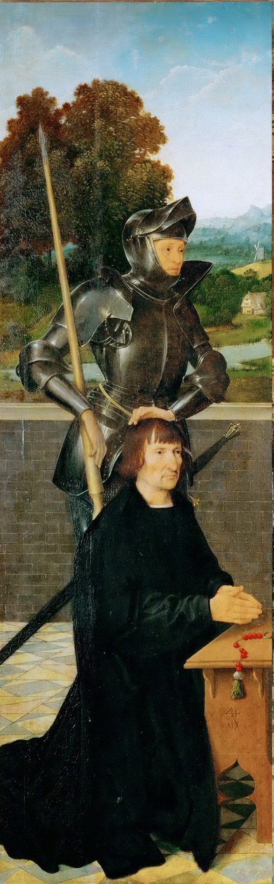 早期尼德兰艺术：圣乔治和捐赠者（翼形祭坛，左面板） par Cleve, Joos van (约1485-1540), 约1530。木板油画，94.5x30。艺术历史博物馆，维埃纳 作者 乔斯范克里夫