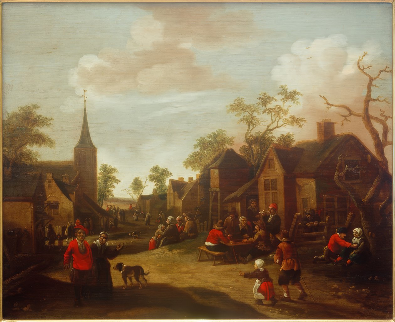繁忙的乡村街道 作者 Joost Cornelisz。 Droochsloot