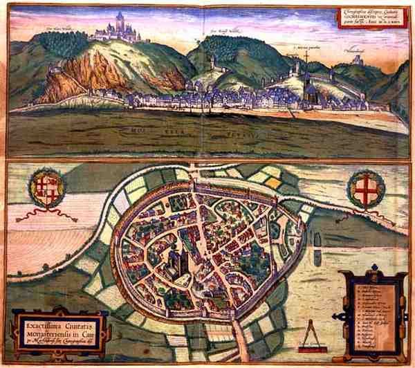 Cochen地图，来自Georg Braun（1541-1622）和Frans Hogenberg（1535-90）的《Civitates Orbis Terrarum》。 作者 乔里斯（后）霍夫纳格尔