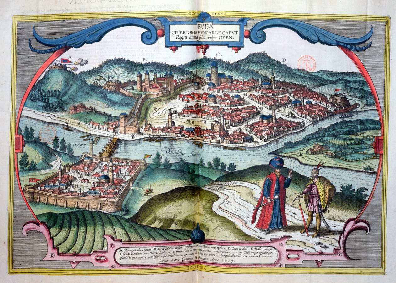 土耳其占领期间的布达佩斯，来自Georg Braun（1541-1622）的&39;Le Theatre du Monde&39;，由Jan Jansson，Amsterdam，1657出版 作者 乔里斯·霍夫纳格尔