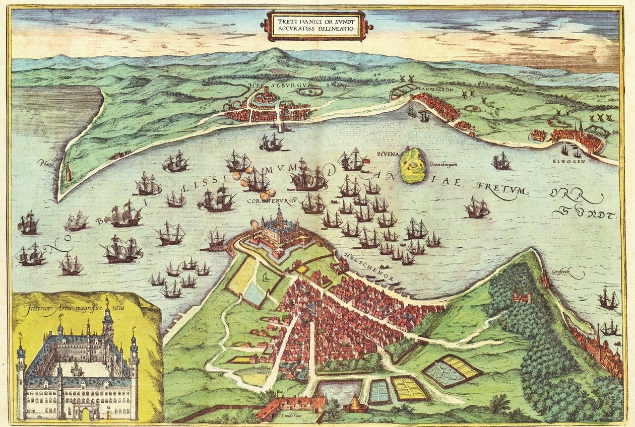 埃尔西诺，丹麦，来自世界布劳恩（1541年至1622年）和弗兰斯·霍根伯格（1535至1590年），c.1572 作者 乔里斯·霍夫纳格尔