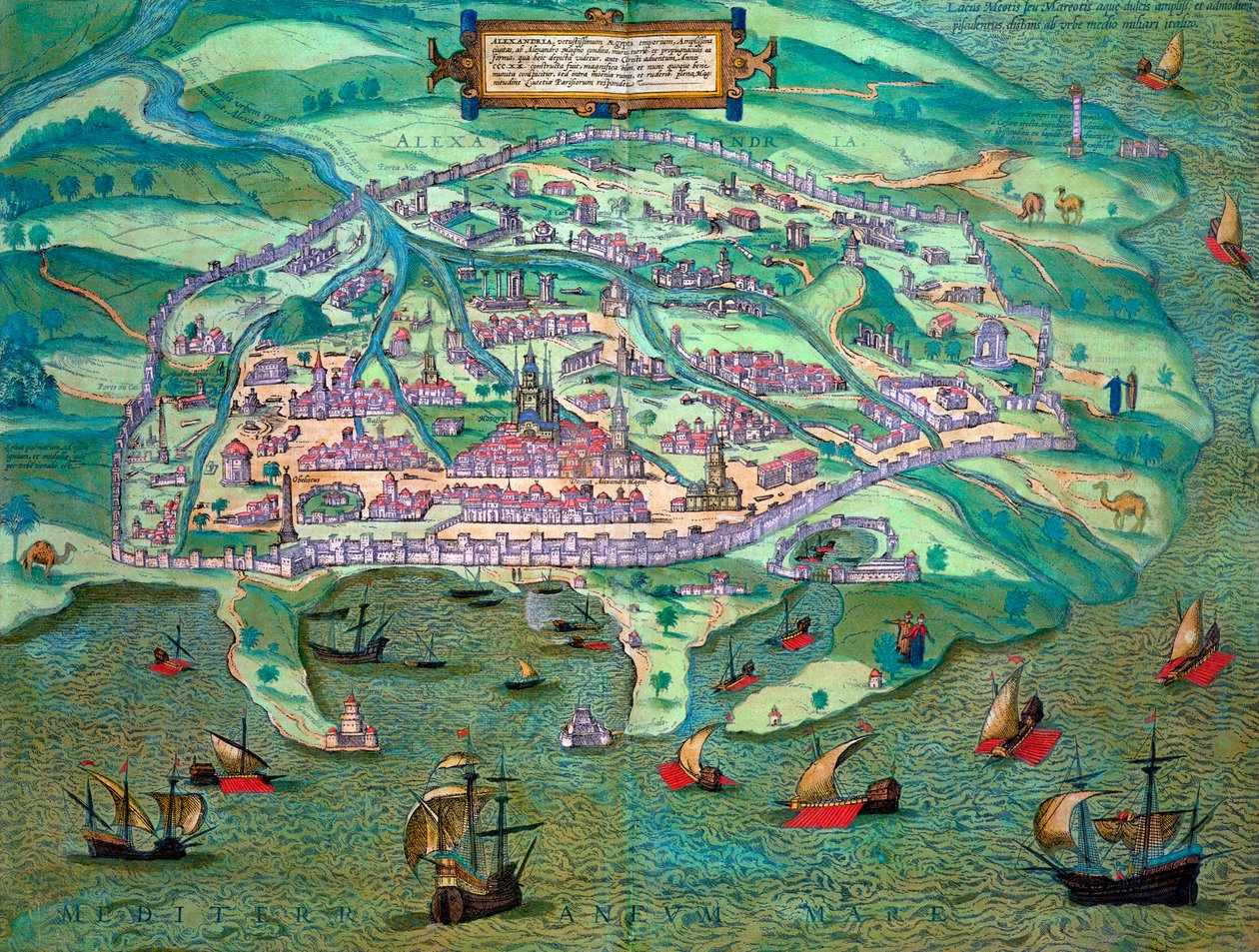 埃及亚历山大市地图，约1572年 作者 乔里斯·霍夫纳格尔