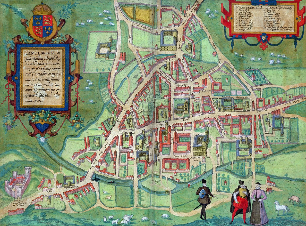 剑桥地图，来自&39;Civitates Orbis Terrarum&39;的Georg Braun（1541-1622）和Frans Hogenberg（1535-90），c.1572 作者 乔里斯·霍夫纳格尔